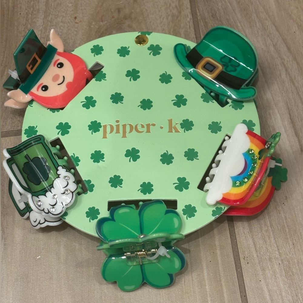 NWT Piper K St. Patrick's Day 5 Claw Clip set